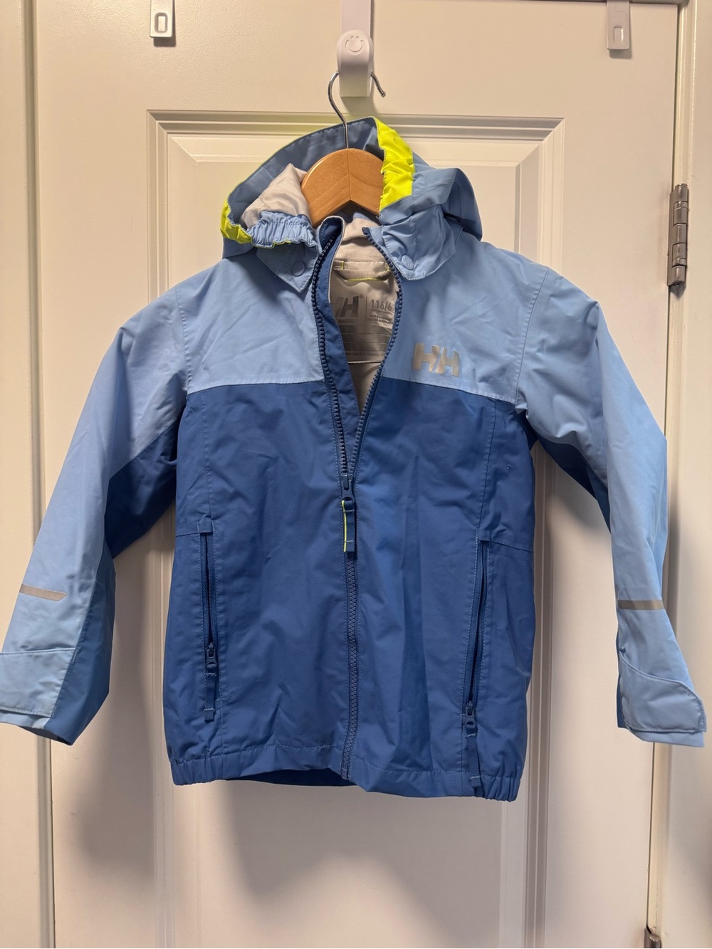 Helly Hansen Kids Two-Tone Blue Waterproof Hooded Rain Jacket size 6